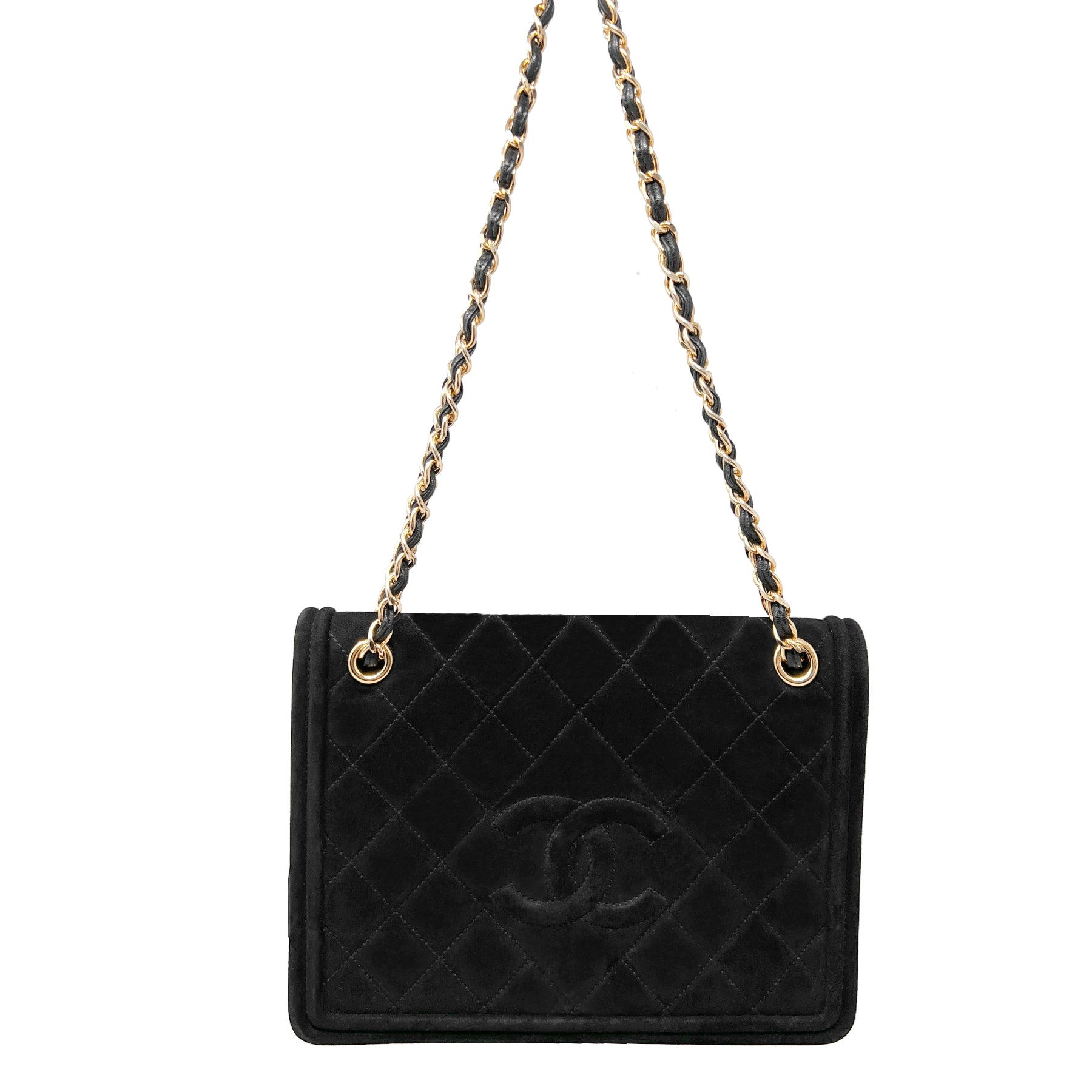 Chanel 1991 Vintage Suede Quilted Flap Bag
