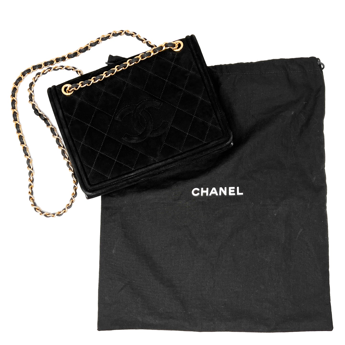 Chanel 1991 Vintage Suede Quilted Flap Bag
