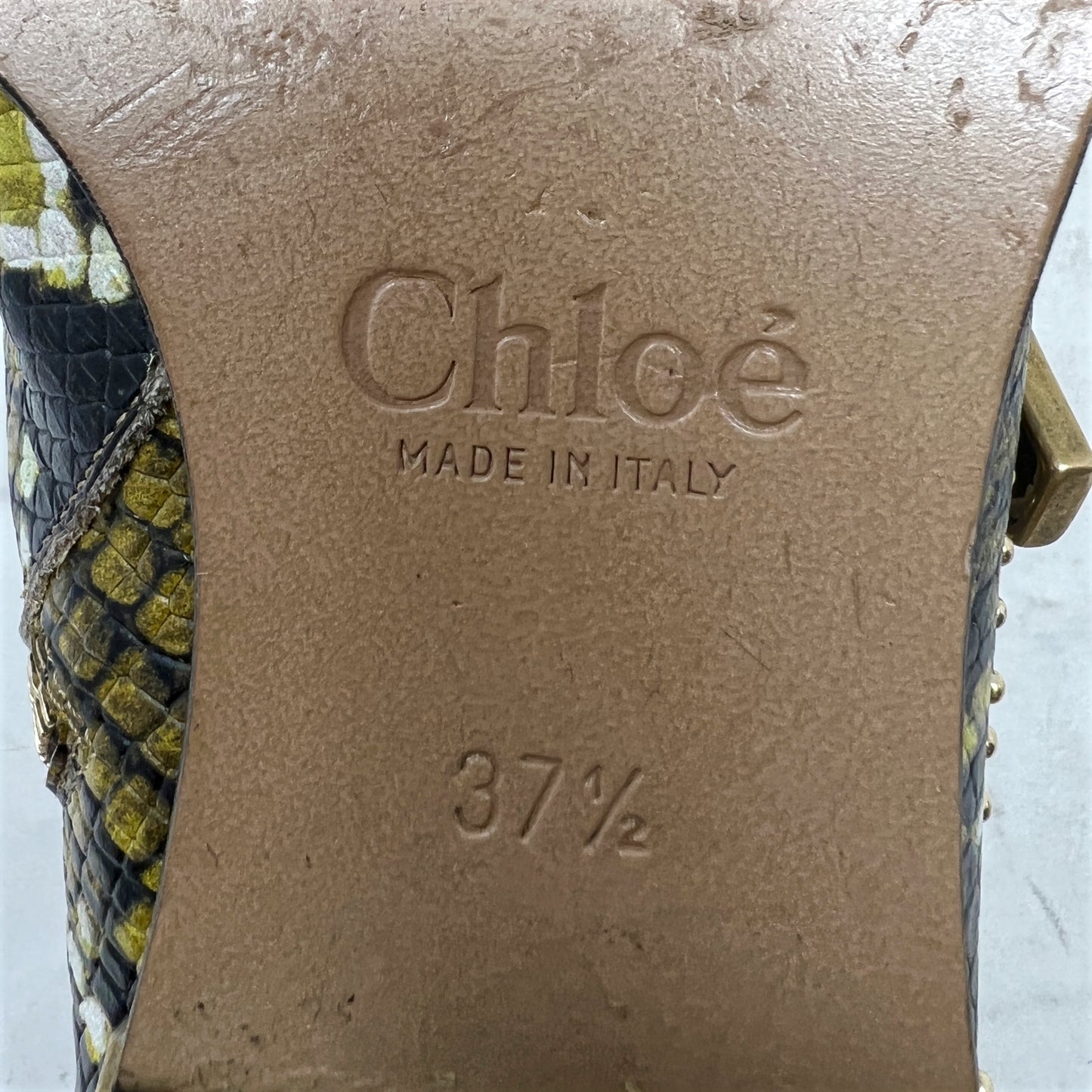 Chloe Susanna Python Gold Studded Buckle Ankle Boots Size 37.5