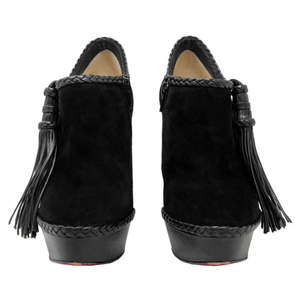 Christian Louboutin Sultane 140 Black Suede Ankle Boots Size EU 37