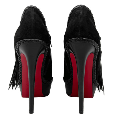 Christian Louboutin Sultane 140 Black Suede Ankle Boots Size EU 37
