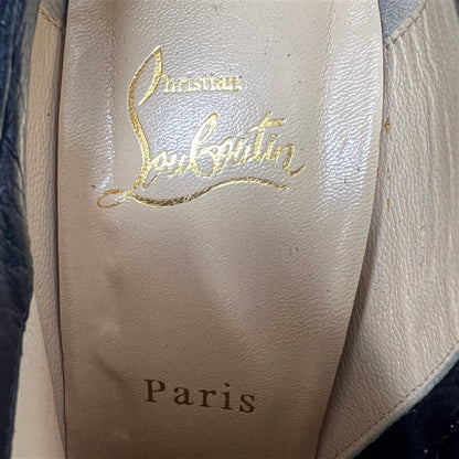 Christian Louboutin Sultane 140 Black Suede Ankle Boots Size EU 37