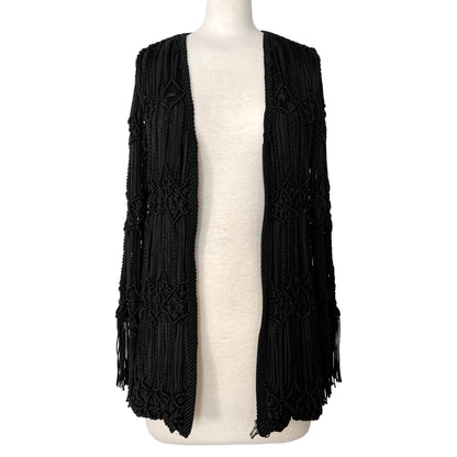 Giorgio Armani Jacket Black Crochet Macrame Fringe Blazer Jacket Size US 8