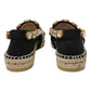 Gucci Shoes Black Fabric Crystal Embellished Round Toe Pepita Espadrille Flats