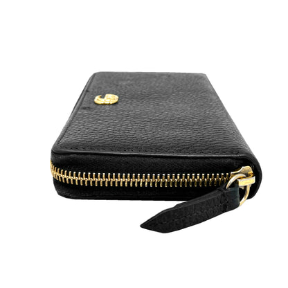 Gucci Marmont Black Leather Zip Around Wallet