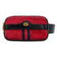 Gucci Ophidia Red Suede Patent Leather Trim Web Clutch Round Belt Bag