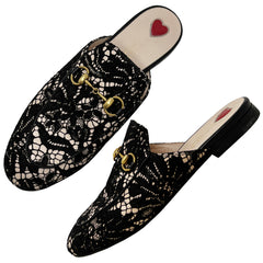 Gucci Marmont Gold Foiled Leather Fringe Loafer Mules Size EU 35.5 – The  Global Collective Co.