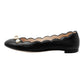 Gucci Willow Logo Pearl Embellished Black Leather Scalloped Edge Round Toe Ballet Flats