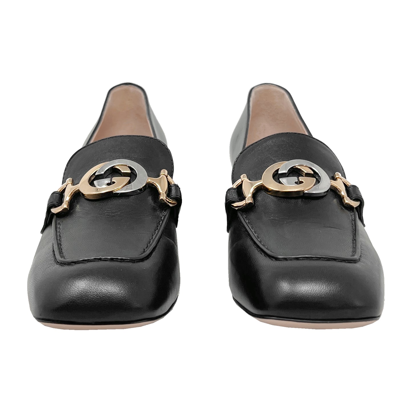 Gucci Zumi GG Logo Black Leather Loafers Size EU 37