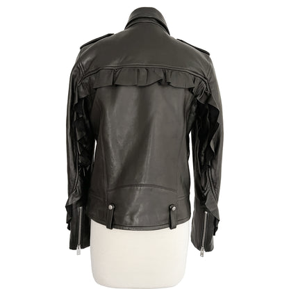 IRO Dumont Motorcycle Black Leather Jacket Size US 8