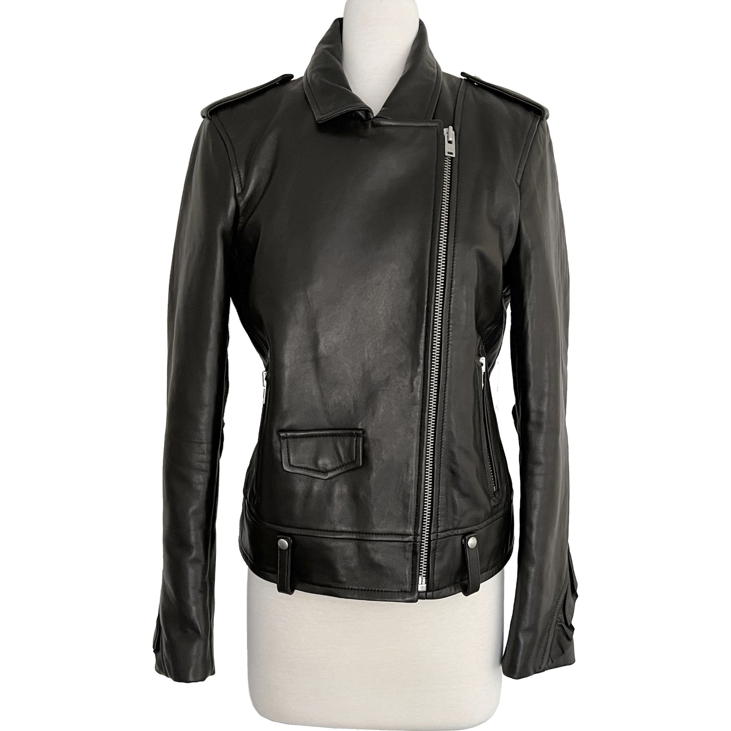 IRO Dumont Motorcycle Black Leather Jacket Size US 8