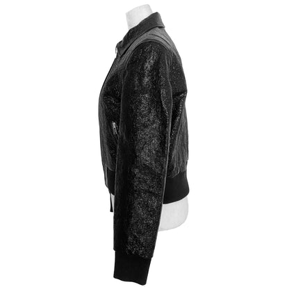 IRO Faces Cracked Patent Leather Bomber Jacket Size FR 34/ US 6