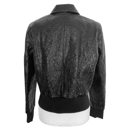 IRO Faces Cracked Patent Leather Bomber Jacket Size FR 34/ US 6