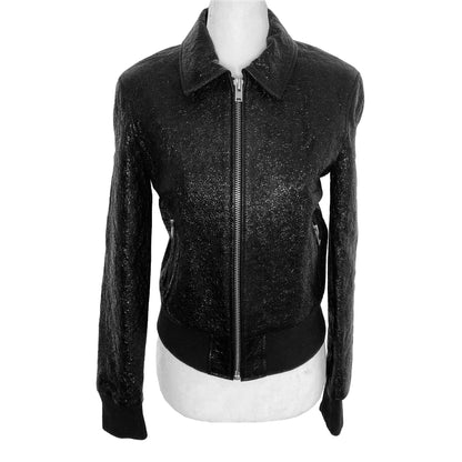 IRO Faces Cracked Patent Leather Bomber Jacket Size FR 34/ US 6