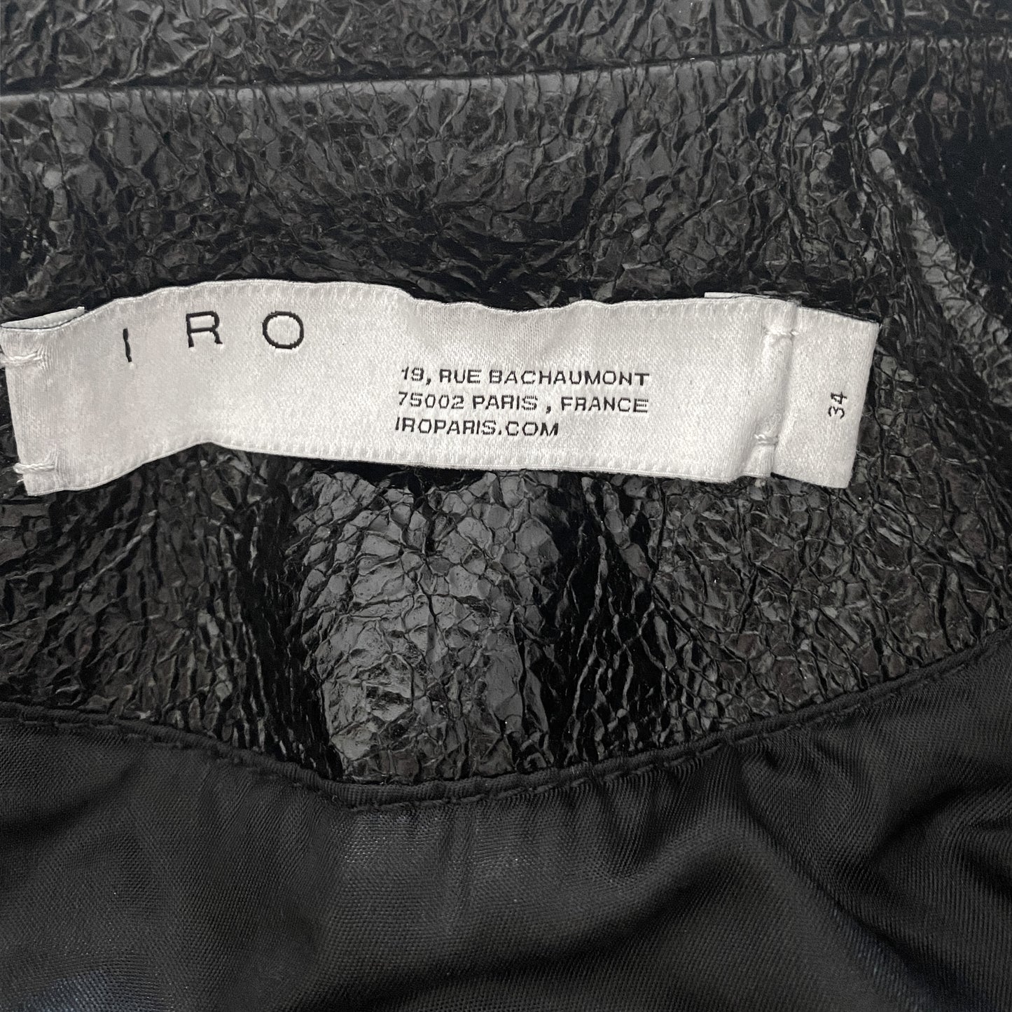 IRO Faces Cracked Patent Leather Bomber Jacket Size FR 34/ US 6