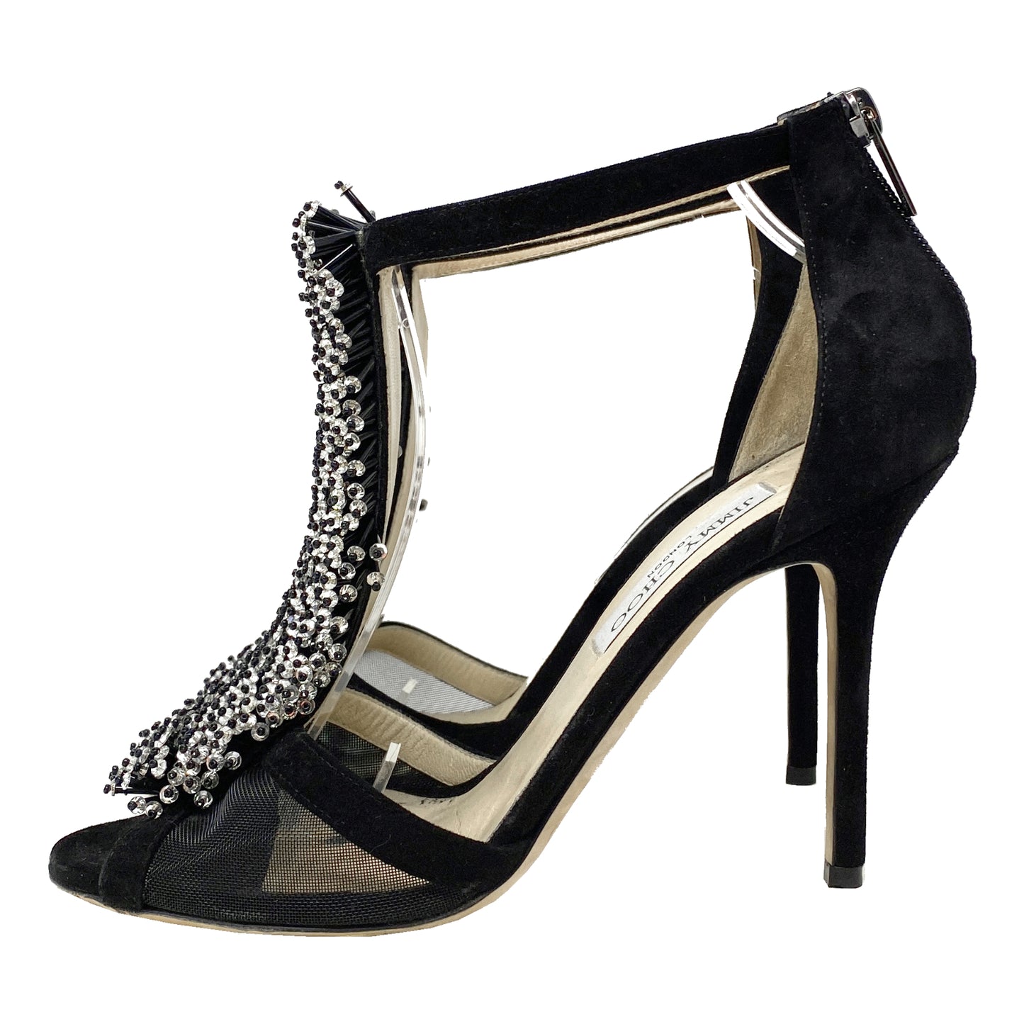 Jimmy Choo Feline Suede Beaded Strap Sandals