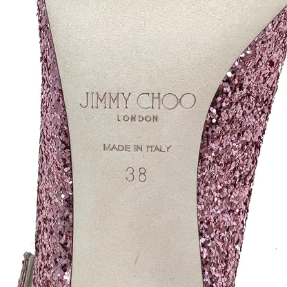 Jimmy Choo Erin 85 Pink Glitter Pointed Slingback Pumps Size EU 38