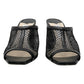 Jimmy Choo Joud Black Leather Trimmed Mesh Mule Sandals Size EU 38.5