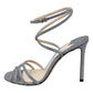 Jimmy Choo Mimi Silver Glitter Iridescent Strappy Caged High Heels Sandals