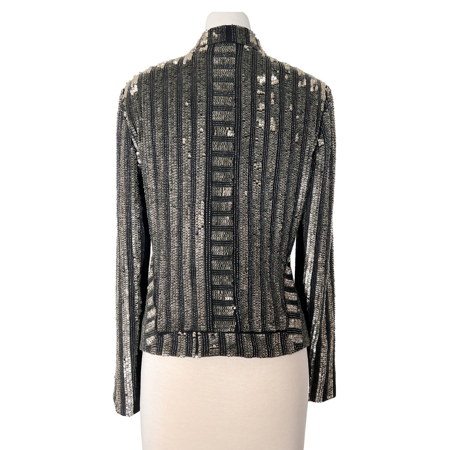 J. Mendel Paris Couture Silver Sequin Cropped Embroidered Jacket Blazer