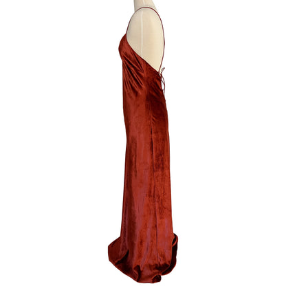 Mestiza New York Mara Rust Colored Velvet Slip Dress