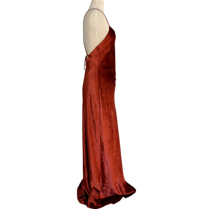 Mestiza New York Mara Rust Colored Velvet Slip Dress