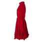 Rhode Mini Dress Ruby Red High Neck Long Balloon Sleeve Flared Skirt Dress