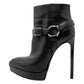 Saint Laurent Janis 120 Black Leather Harness High Heel Ankle Boots