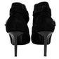 Saint Laurent Suede Pointed Buckle Toe Ankle Boots Size 38