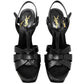 Saint Laurent Tribute 105 Black Matte Leather Platform High Heel Sandals