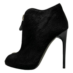 Tom Ford Side Zip Peep Toe Ankle Boots in Black